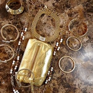 Golden Goddess Costume Jewelry Set w/ Makeup Bag